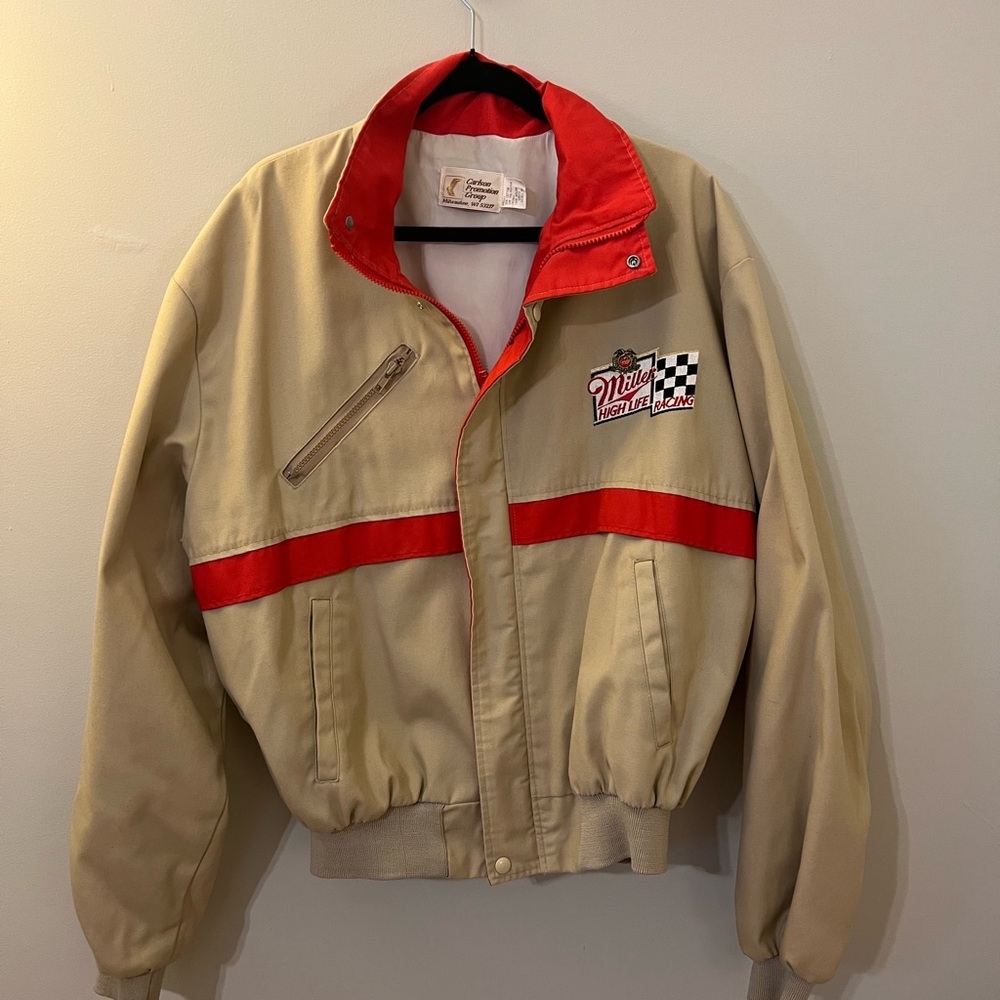 Vintage Miller High Life Racing Jacket - Bomber with Red Accents